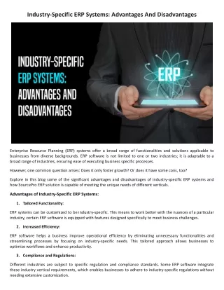 Industry-Specific ERP Systems_ Advantages And Disadvantages