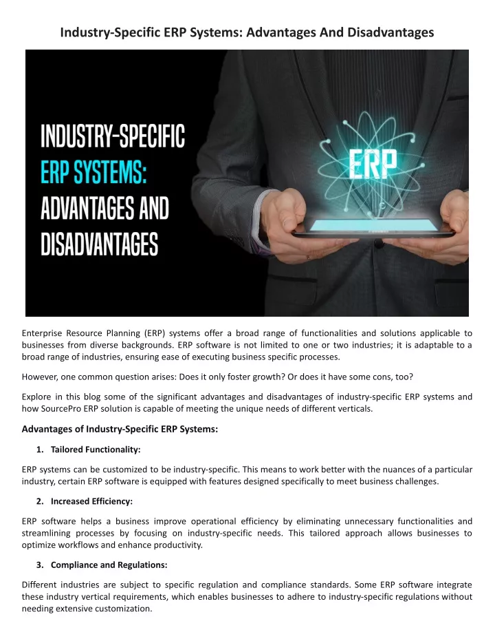 industry specific erp systems advantages