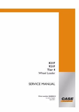 CASE 821F Tier 4 Wheel Loader Service Repair Manual