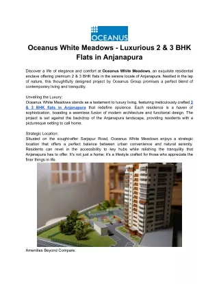 Oceanus White Meadows - Luxurious 2 & 3 BHK Flats in Anjanapura