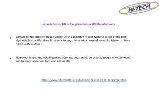 Hydraulic Scissor Lift in Bangalore-Scissor Lift Manufacturers
