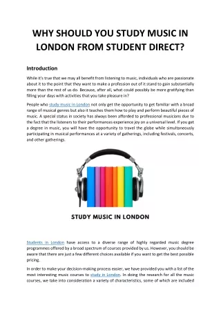 WHY SHOULD YOU STUDY MUSIC IN LONDON FROM STUDENT DIRECT
