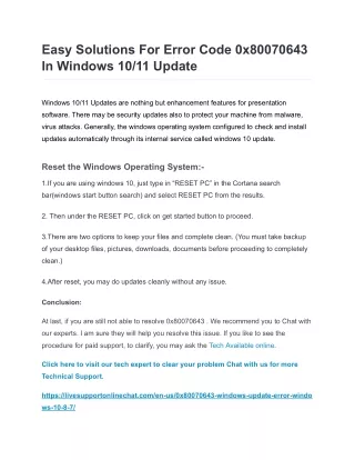 Easy Solutions For Error Code 0x80070643 In Windows 10_11 Update