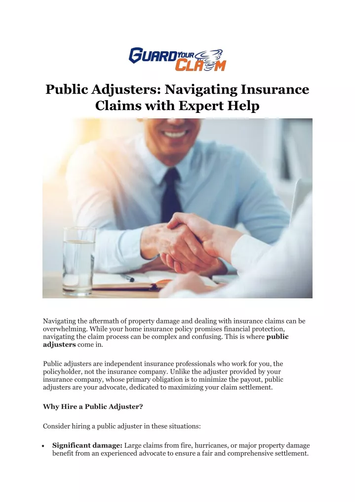 public adjusters navigating insurance claims with