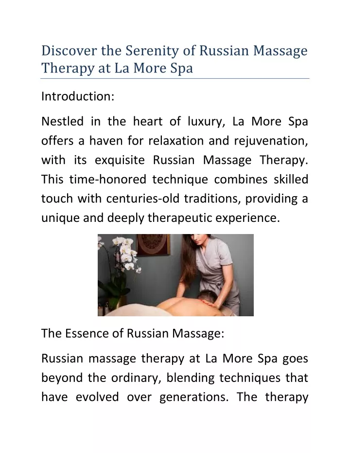 discover the serenity of russian massage therapy