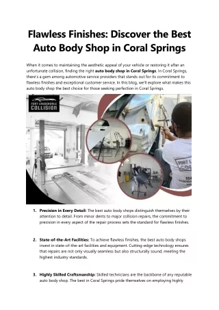 Flawless Finishes: Discover the Best Auto Body Shop in Coral Springs