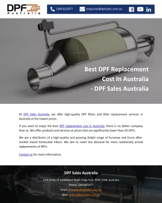Best DPF Replacement Cost In Australia - DPF Sales Australia
