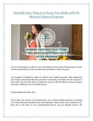 Nourish Your Way to a Toxin Free Body with Fit Mantra’s Detox Program