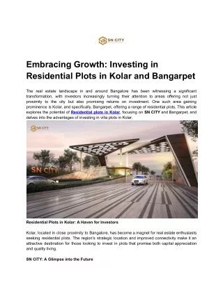 Embracing Growth_ Investing in Residential Plots in Kolar and Bangarpet