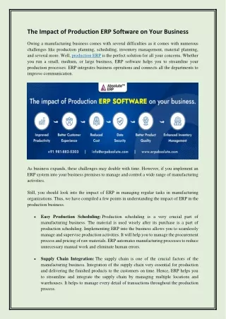 The Impact of Production ERP Software on Your Business