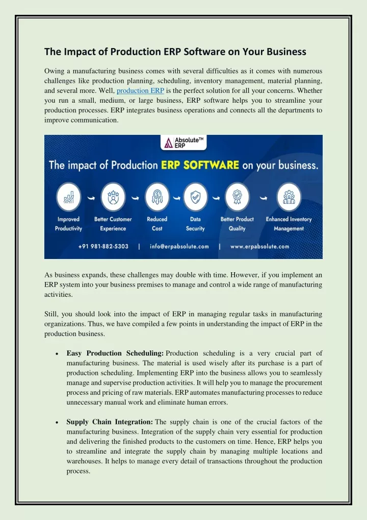 the impact of production erp software on your