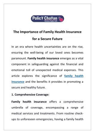 the importance of family health insurance