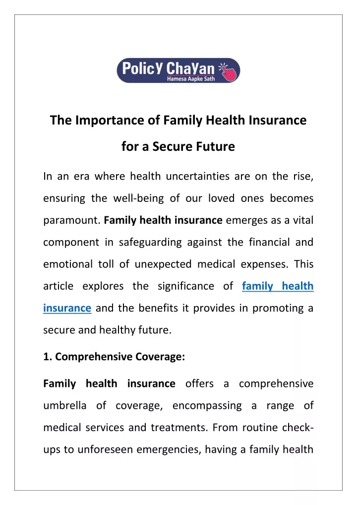 the importance of family health insurance