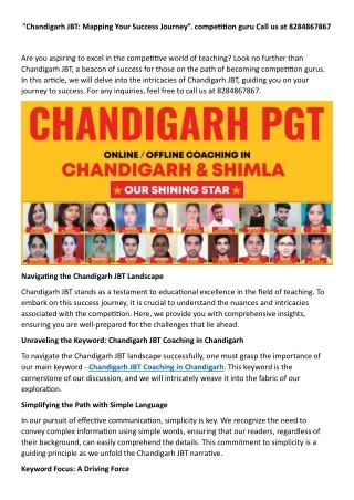 Chandigarh JBT Coaching in Chandigarh