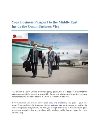 Unlocking Opportunities Navigating the Oman Business Visa Process