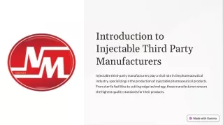 Injectable Third Party manufacturers in India