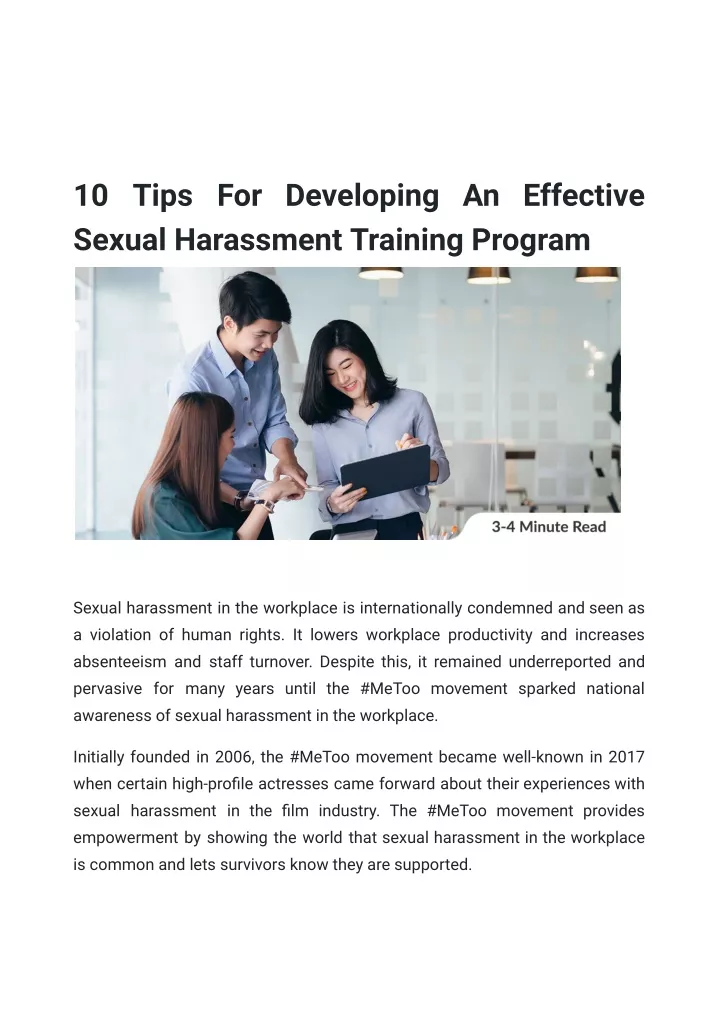 Ppt 10 Tips For Developing An Effective Sexual Harassment Training Program Powerpoint