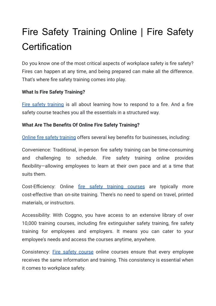fire safety training online fire safety
