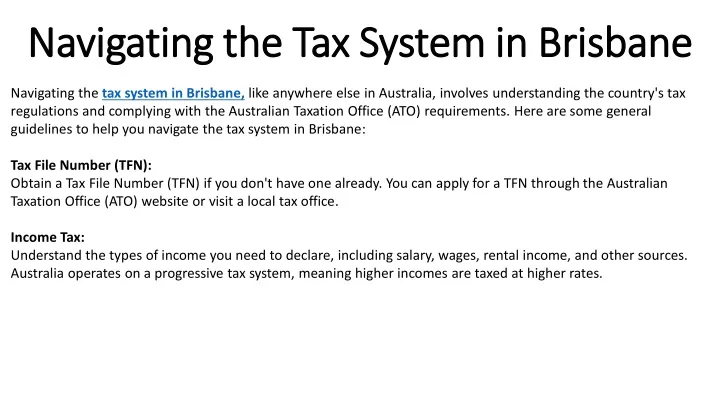 navigating the tax system in brisbane navigating
