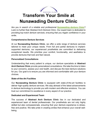 Transform Your Smile at Nunawading Denture Clinic