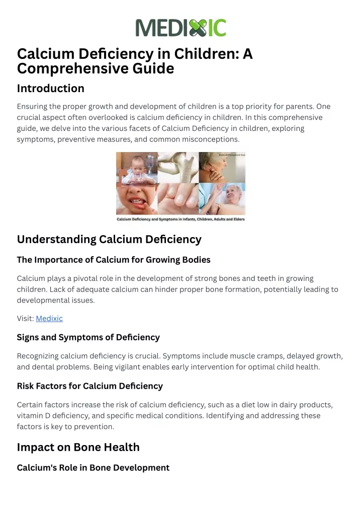 calcium deficiency in children a comprehensive