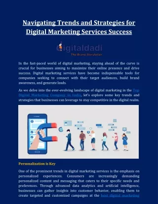 Navigating Trends and Strategies for Digital Marketing Services Success