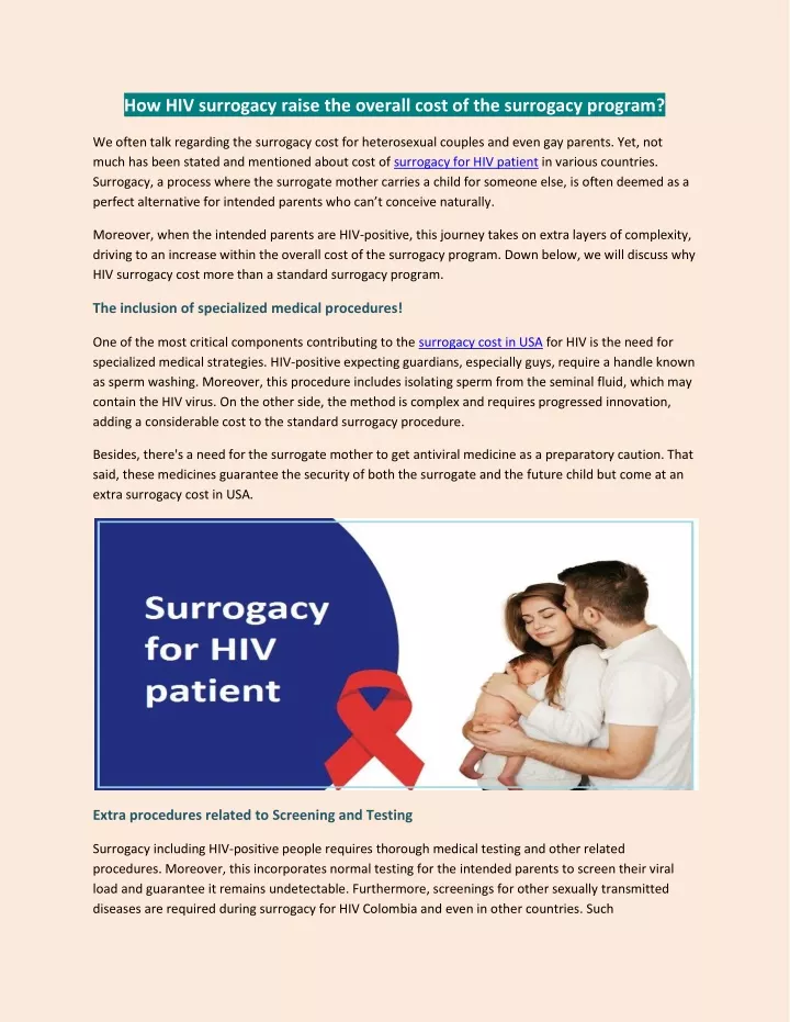 how hiv surrogacy raise the overall cost