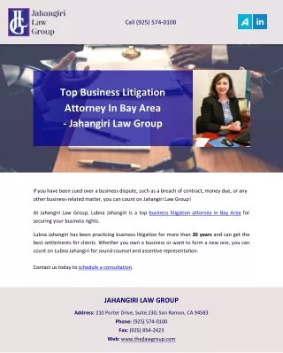 Top Business Litigation Attorney In Bay Area - Jahangiri Law Group