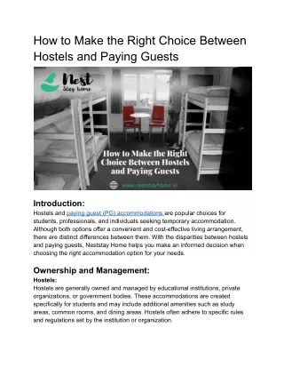 how to make the right choice between hostels