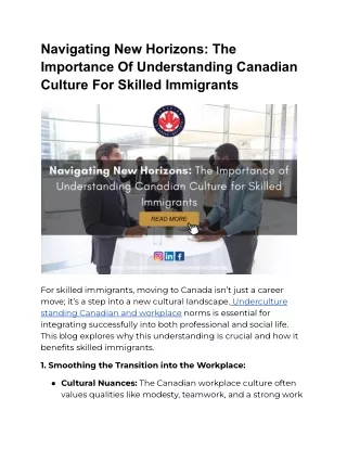 Navigating New Horizons_ The Importance Of Understanding Canadian Culture For Skilled Immigrants