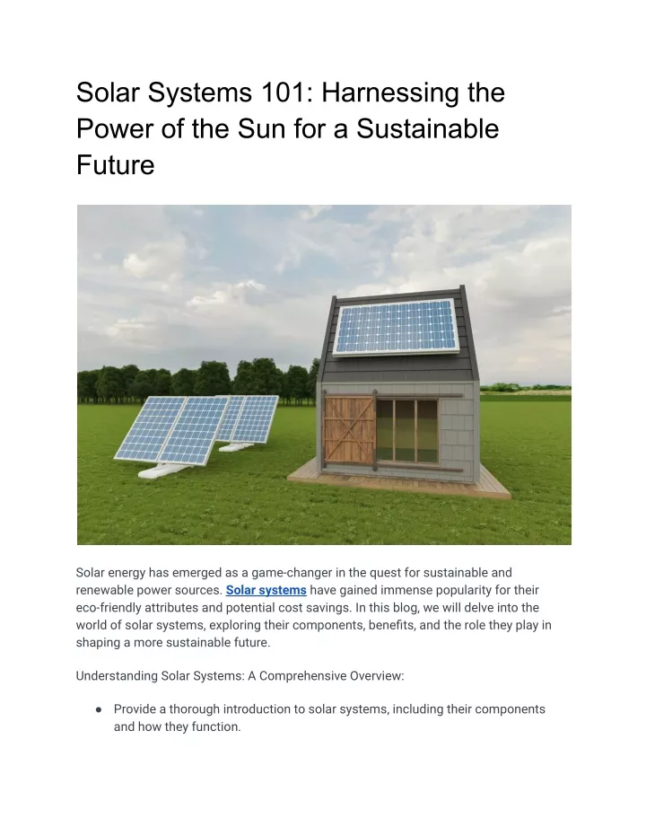 Ppt Solar Systems 101 Harnessing The Power Of The Sun For A Sustainable Future Powerpoint