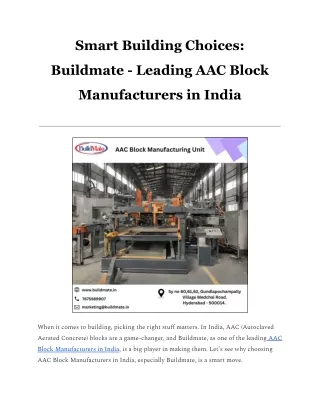 AAC Block Manufacturers in India