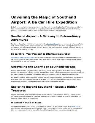 Unveiling the Magic of Southend Airport_ A Ba Car Hire Expedition