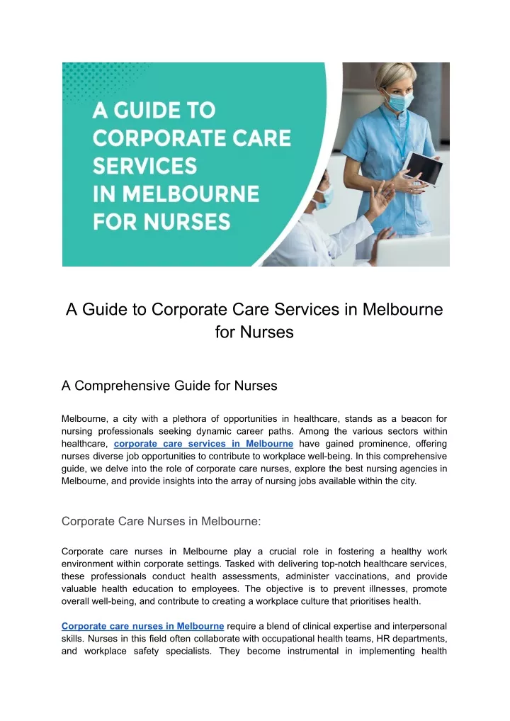 a guide to corporate care services in melbourne