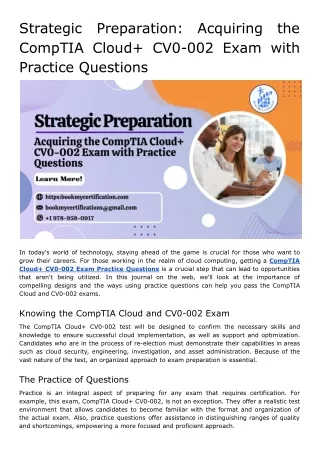 Strategic Preparation_ Acquiring the CompTIA Cloud  CV0-002 Exam with Practice Questions