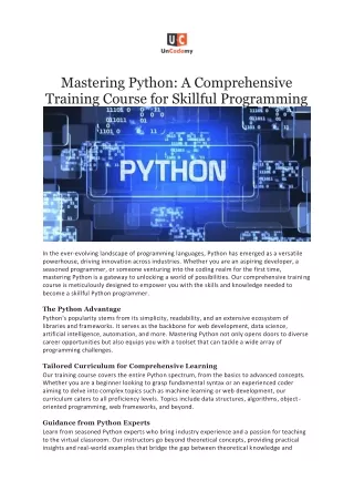 mastering python a comprehensive training course