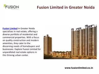 Fusion Limited Real Estate Project in Greater Noida