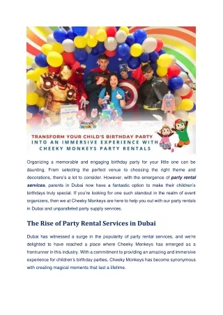 Unforgettable Kids Birthday Moments | Party Rental Services