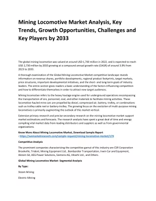 mining locomotive market analysis key trends