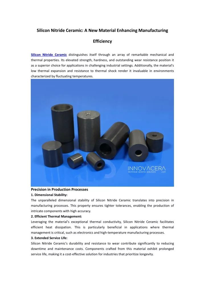silicon nitride ceramic a new material enhancing