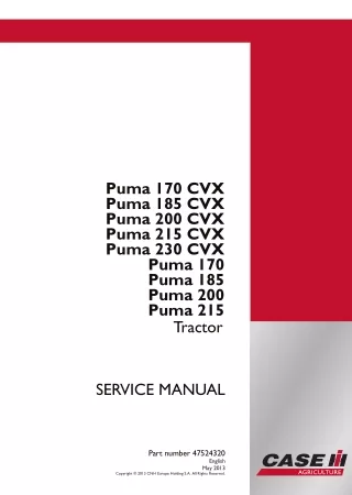 CASE IH Puma 185 Tractor Service Repair Manual