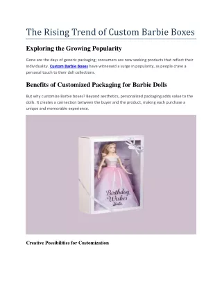 The Rising Trend of Custom Barbie Boxes