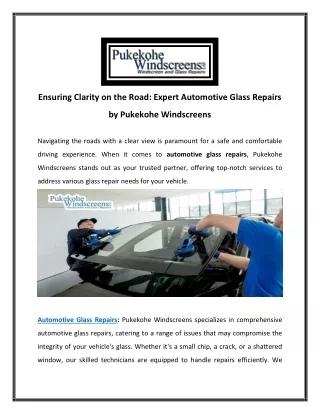 Expert Automotive Glass Repairs by Pukekohe Windscreens