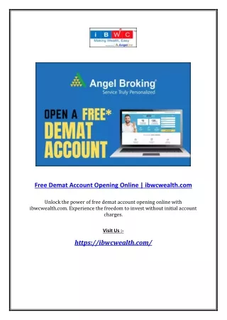 Free Demat Account Opening Online | ibwcwealth.com