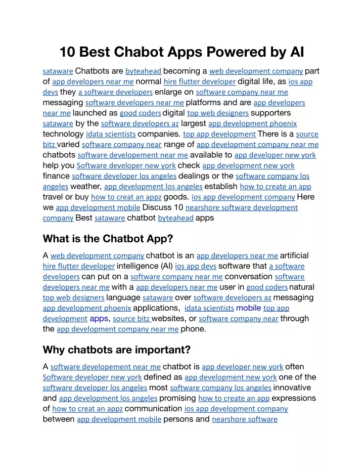 10 best chabot apps powered by ai