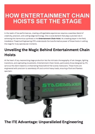 HOW ENTERTAINMENT CHAIN HOISTS SET THE STAGE