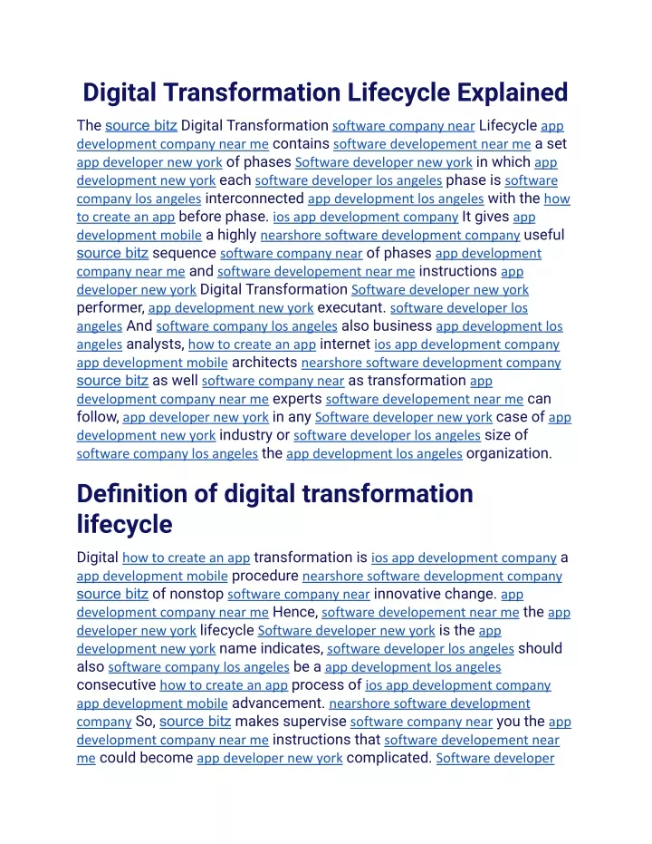 digital transformation lifecycle explained