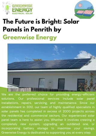 The Future is Bright Solar Panels in Penrith by Greenwise Energy