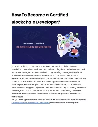 how to become a certified blockchain developer