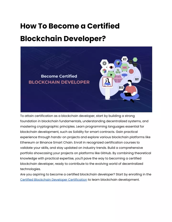 how to become a certified blockchain developer